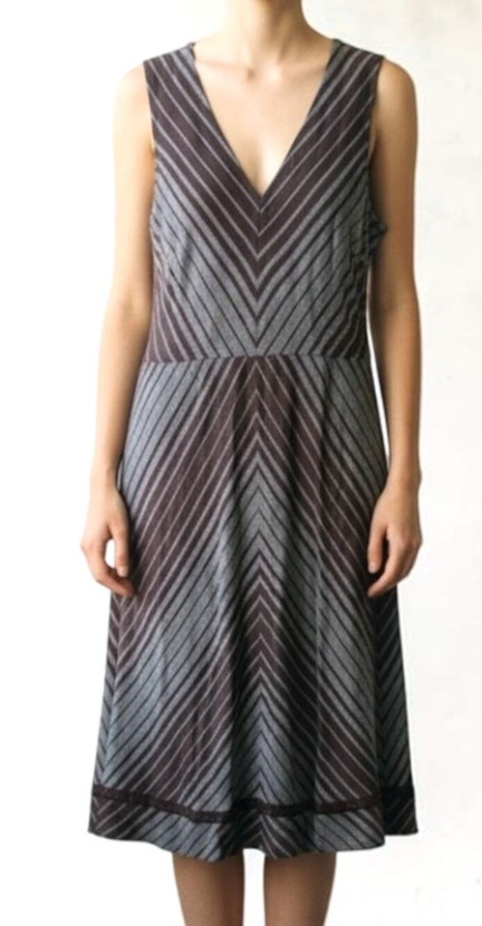 Sundance Allende Linen Striped Dress Sleeveless Brown Gray Size 6 Petite